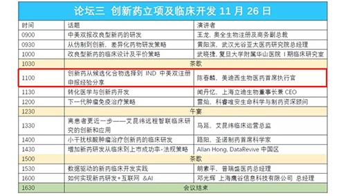 演讲题目：创新药从候选化合物选择到IND中美双注册申报经验分享 